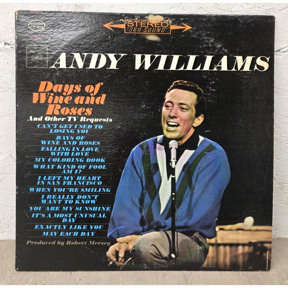 Andy Williams Days of Wine and Roses Vinyl LP Album Columbia CS 8815 Stereo